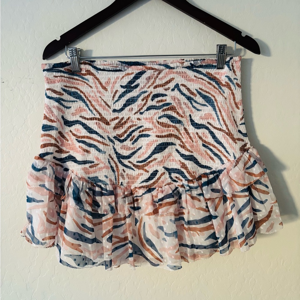 Saylor Revolve smocked printed skirt Multicolor mini Size Large NwoT